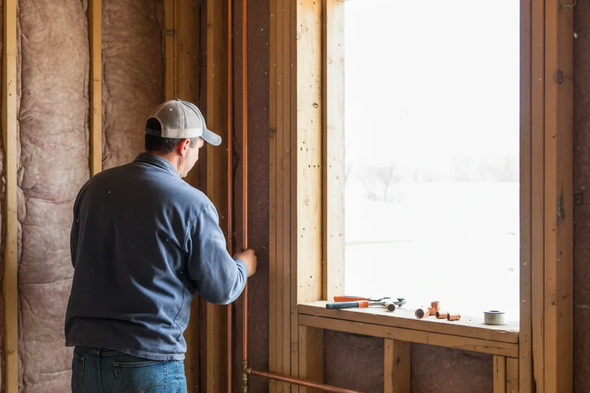 Licensed plumber running new copper supply lines in a Burkittsville home