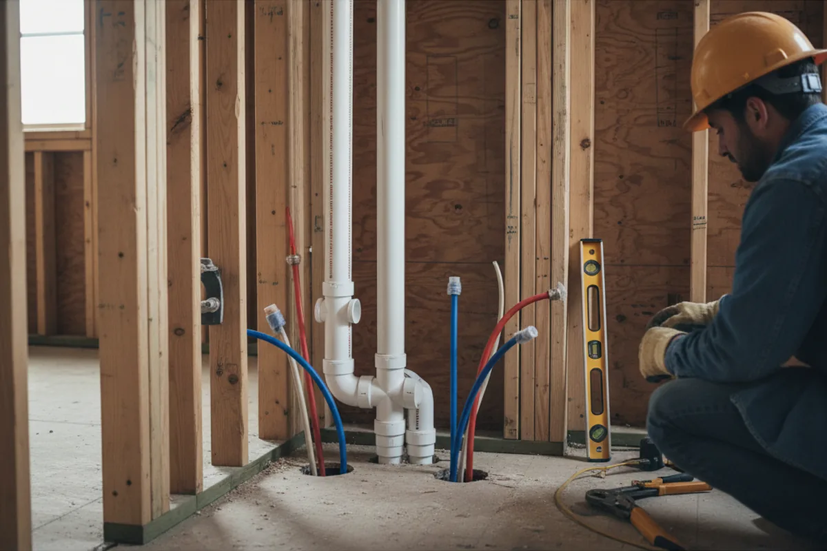 Drain and supply rough-in during Drain Cleaning in Burkittsville