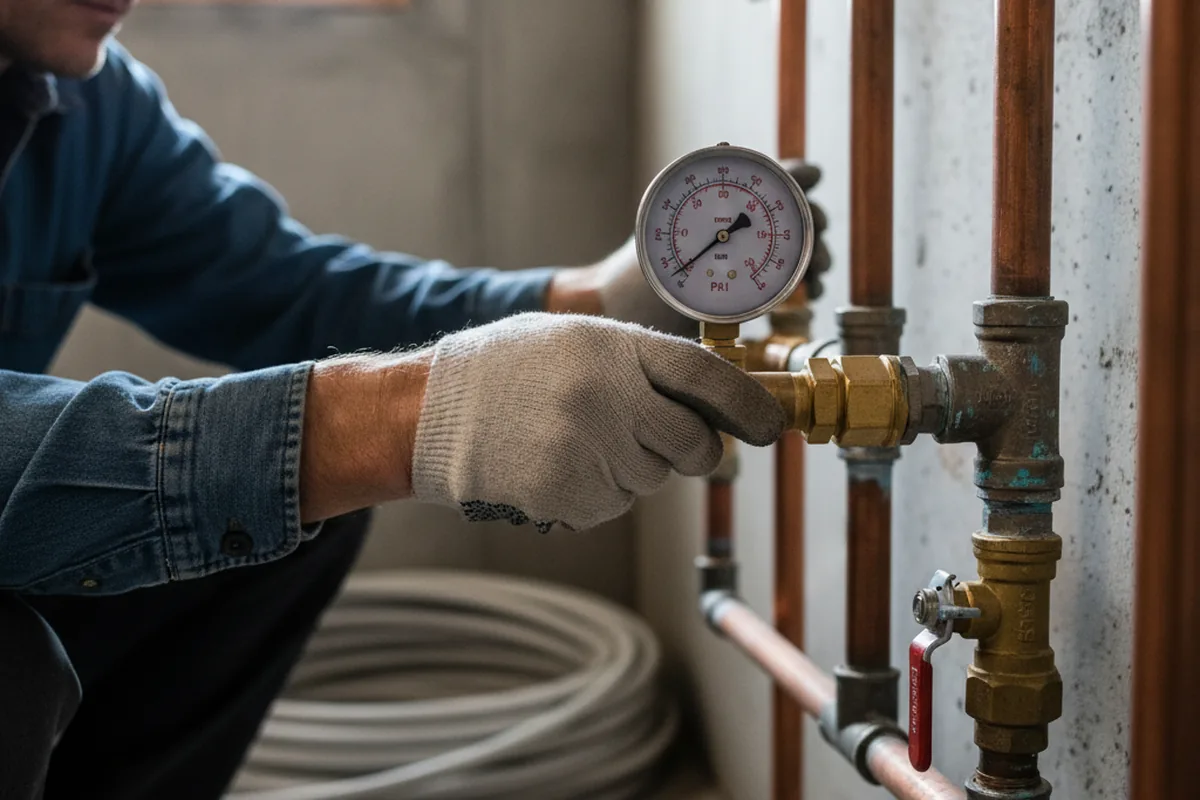Pressure testing a repaired line during Water Line Repair in Burkittsville